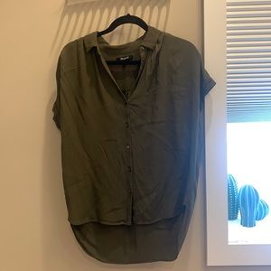 Madewell central drapey shirt olive green M EUC